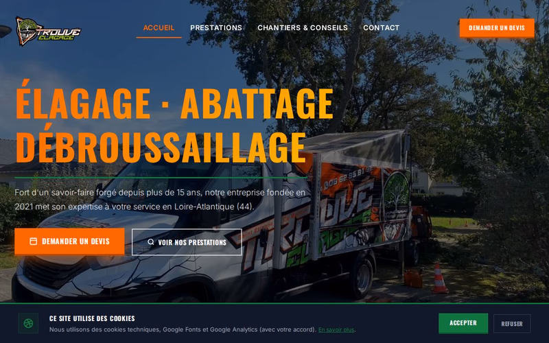 Site web réalisé par Oweb Studio pour Trouve Élagage