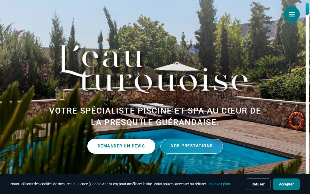 Site web réalisé par Oweb Studio pour L'Eau Turquoise